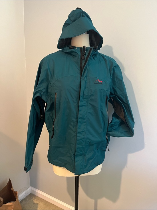 L.L. Bean Other - L.L. Bean Mens Teal Hooded Waterproof Goretex Rain Jacket Vintage